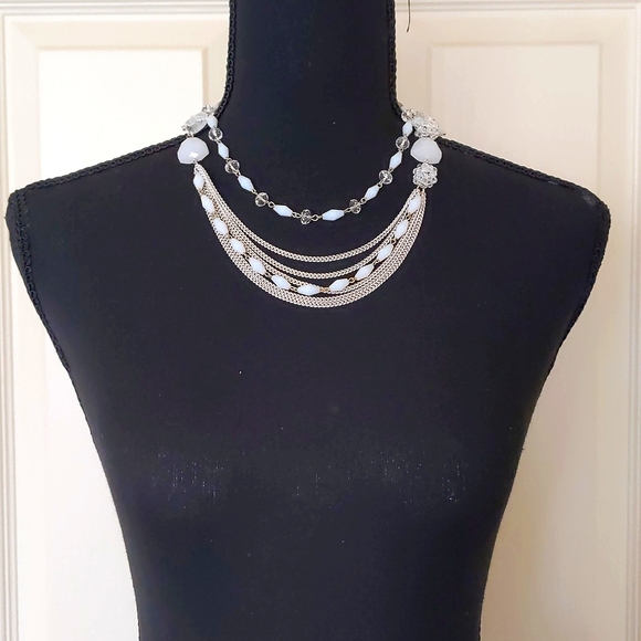 NWOT. Multiple Shapes/Colors/Materials Chained Necklace. - Picture 2 of 4